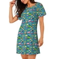 thumbnail image 2 of Kdxio Chemise de Nuit pour Femmes avec Imprimé de Voitures, Manches Courtes, Décontractée et Confortable, 2 of 6