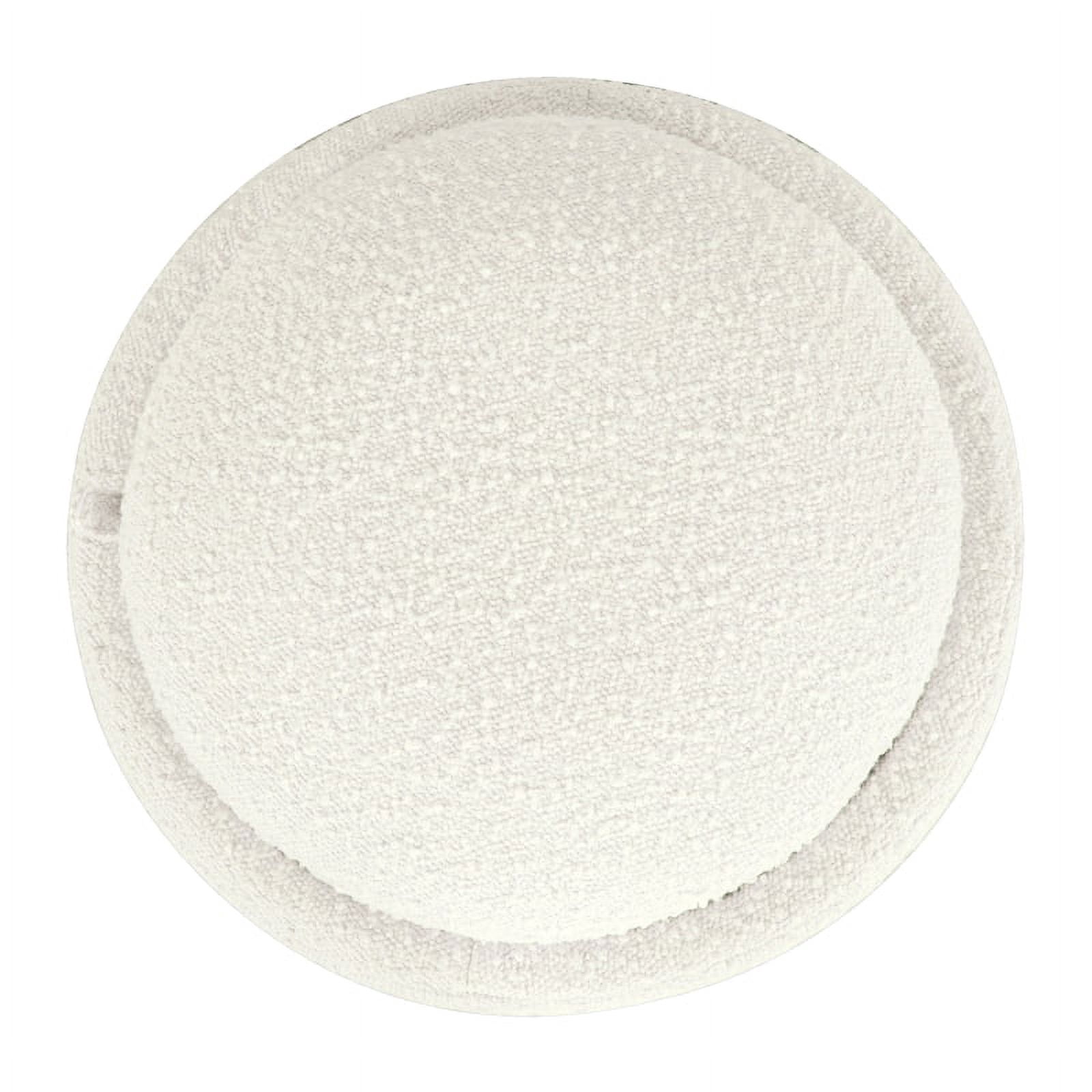 HomePop Round Storage Ottoman, Cream Boucle