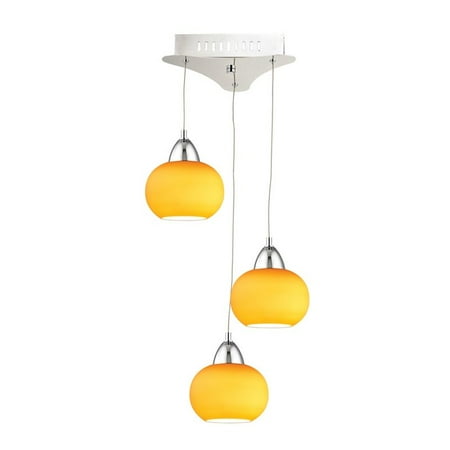 Alico Ciotola 3 Light LED Pendant in Chrome with Yellow Glass
