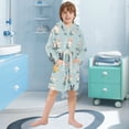 thumbnail image 3 of FORMRS Niños Bathrobe Unisex Hooded Robe Soft Plush Pajamas Sleepwear, Size 2-3T, Green Cute Rabbits, 3 of 7
