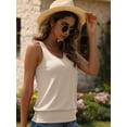 thumbnail image 5 of Women V Neck Tank Tops Summer Ribbed Sleeveless Casual Tops Loose Fit Banded Bottom Shirts, 5 of 7