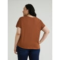 thumbnail image 4 of Terra & Sky Women's Plus V-Neck Crochet Dolman Cotton Tee, Sizes 0X-5X, 4 of 5