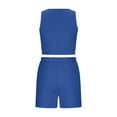 thumbnail image 6 of Virmaxy Womens Stylish Comfy Sports Fitness Suit Round Neck Summer Casual Fashion Solid Color Two-Piece Sports Suit Round Neck Summer Casual Fashion Solid Color Two-Piece Sports Set Blue L, 6 of 7