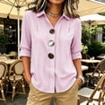 thumbnail image 2 of HappyYEE Women's Plaid Long Sleeve Shirt - Plus Size Lapel Collar Button Front Blouses - Loose Fits Breathable Casual Tops M, 2 of 5