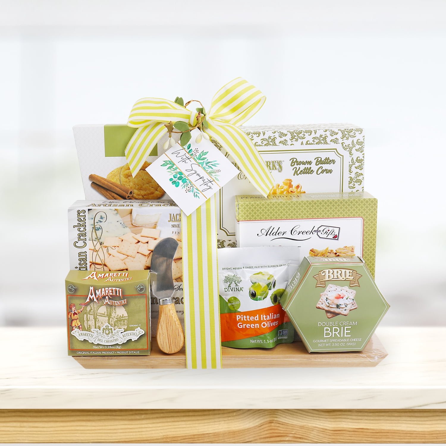 Alder Creek Gift Baskets With Sympathy Savory Cutting Board (8 Items)