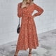 thumbnail image 2 of Moda Casual Vestido con cuello en V Manga larga Mujer Vestido estampado Mujer Vestidos largos Pompotops hdfakjf8179, 2 of 9