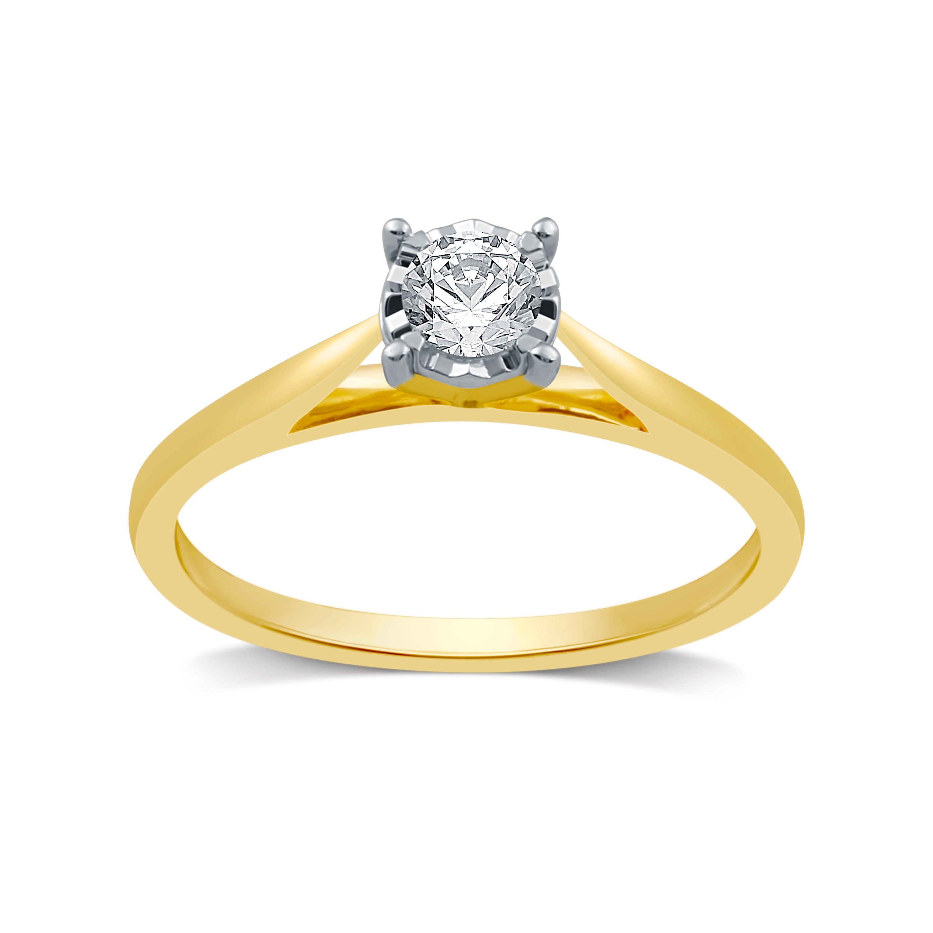 Forever Bride 1/10 Carat T.W. Round Diamond 10 kt Yellow Gold Miracle Plate Solitaire Ring