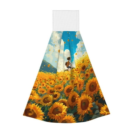 

Coaee Clear Sky Sunflower for Fast Absorbent Hanging Towels with Velcro for Kitchen Bathroom Laundryroom
