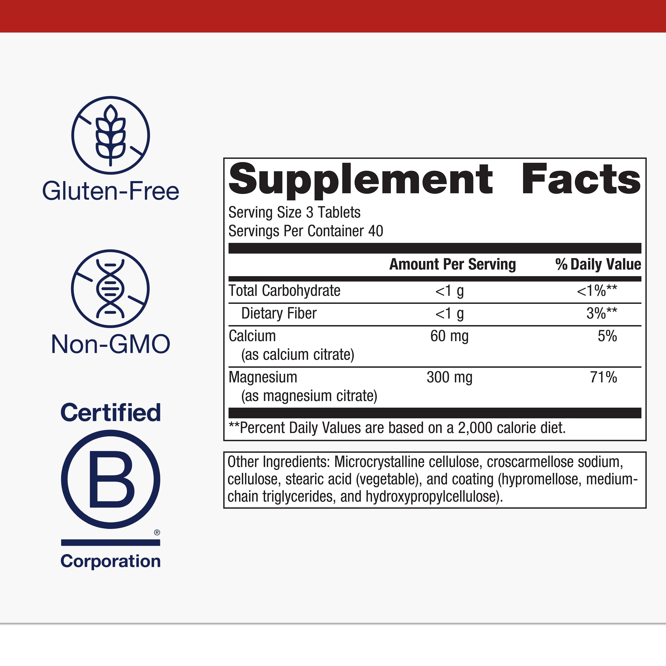 Metagenics Magnesium Citrate - 300 mg Magnesium & 60 mg Calcium (as Citrates) - Muscle & Bone Health Support* - Gluten-Free & Vegetarian - 120 Count