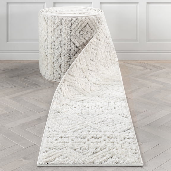 Well Woven Custom Size Runner - Choose Your Length - Illana Cream High-Lo Textured 27 Inches Wide x 40 Feet Long Runner Rug (27" x 40' Runner)