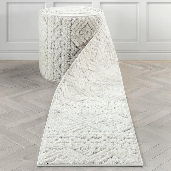 Well Woven Custom Size Runner - Choose Your Length - Illana Cream High-Lo Textured 27 Inches Wide x 18 Feet Long Runner Rug (27" x 18' Runner)