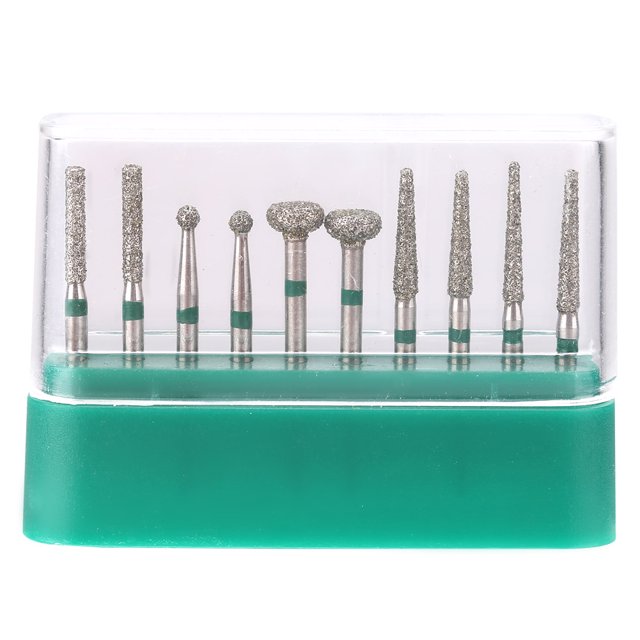 Fresa de diamante dental, 10 piezas Odontología de acero inoxidable Fresas de diamante dentales Taladros Fresas de diamante Taladros probados profesionalmente