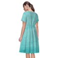 thumbnail image 2 of Bixox Robe d'Été à Manches Courtes pour Femmes Robe Ample Longueur Genou avec Poches-Bleu et Turquoise, 2 of 7