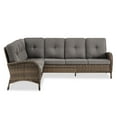 thumbnail image 3 of PARKWELL Outdoor Furniture Sectional Sofa L Shaped Couch,Patio Wicker 5-Seat High Back Conversation Set for Balcony Yard,Brown Wicker Gray Cushion, 3 of 9