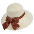 thumbnail image 5 of Beach Sun Hats for Women Wide Brim Straw Hat Outdoor Breathable Bow for The Seaside Foldable Roll up Cap, 5 of 5