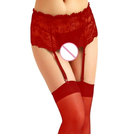 

LBECLEY Womens Lingerie Clothes for Women Lingerie Lingerie Women Garter Belt Stocking Underwear Lace Satin Negligees for Women Red One Size