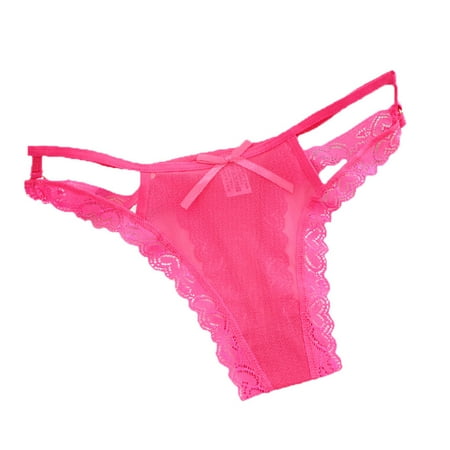 

Knosfe Low Waist See Through Panties for Women Soft Stretch Underwear Women Lace Breathable Thong Hot Pink