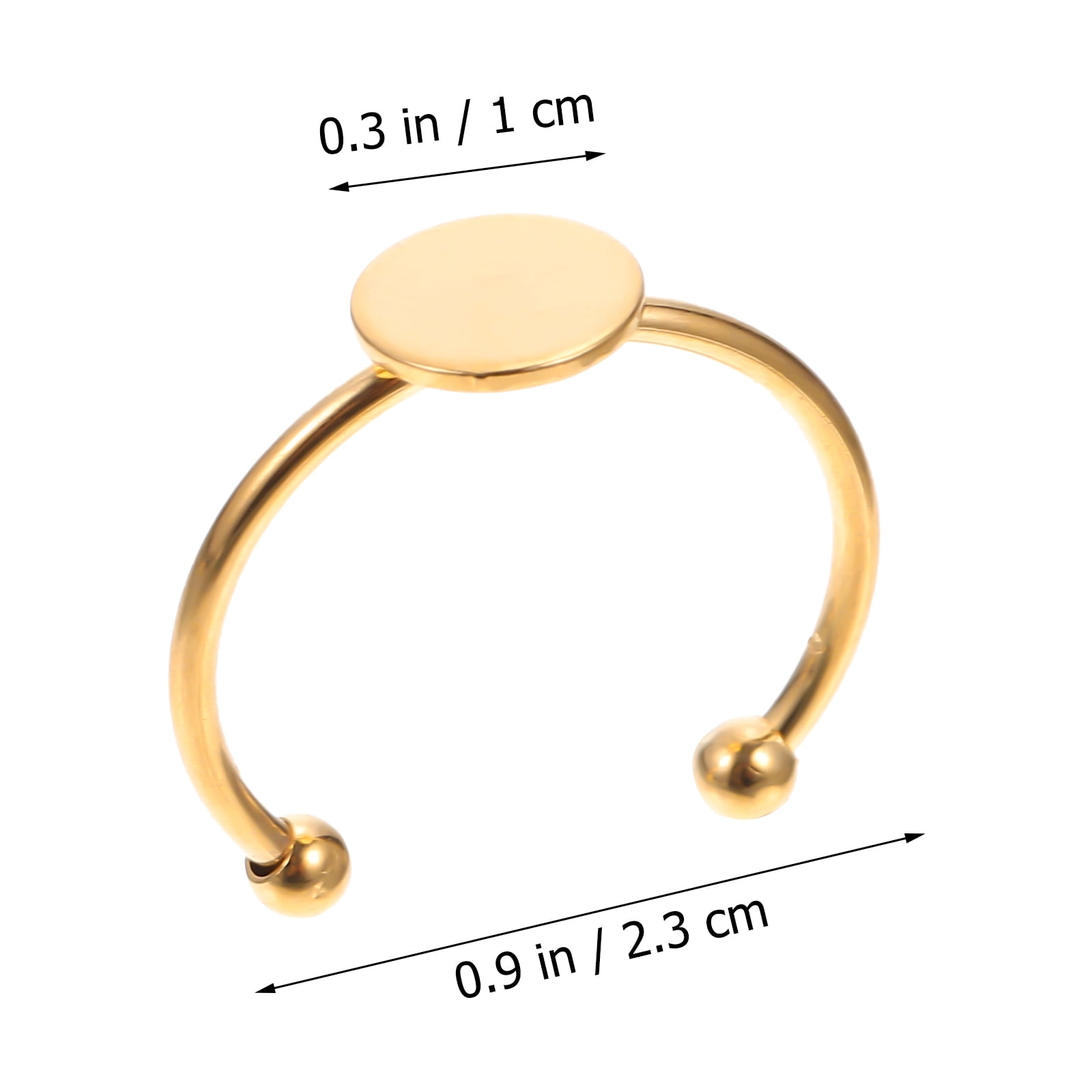 Excellentcrafts Collet Round Ring, Plain Bezel Cup Round Open Blank Ring,  Setting for Making Ring DIY Jewelry Supplies 10mm - Pack of 5 Pcs (Gold)
