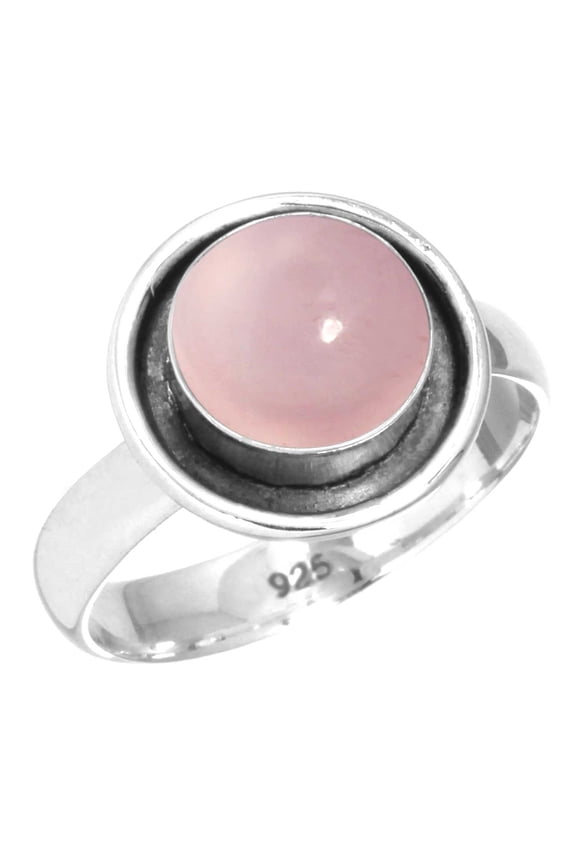 925 Sterling Silver Women Jewelry Rose Quartz Ring