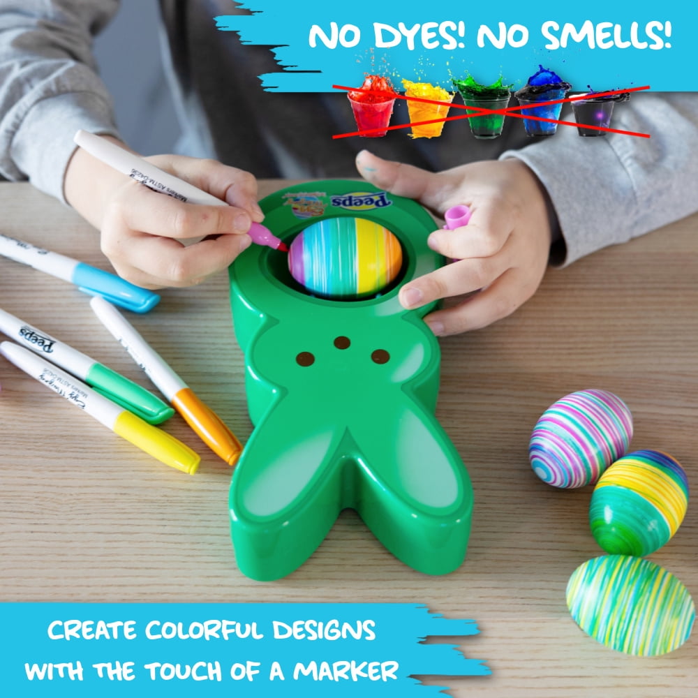 The Eggmazing Egg Decorator - Peeps Bunny - Arts and Craft Set Includes 6 Colorful Quick Drying, Non-Toxic Markers - Green