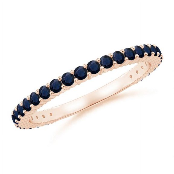 Round Shape Blue Sapphire Eternity Band Ring Women 925 Sterling Silver Rose Gold Plated September Birthstone Wedding Anniversary Gift Gemstone Jewelry