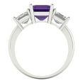 thumbnail image 4 of 4.0ct square emerald cut purple natural amethyst 18k white gold 3 stone Bridal Wedding Engagement Promise Anniversary Ring for Women size 8.25, 4 of 7