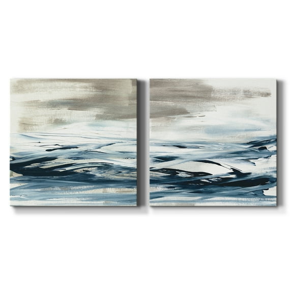 Tumultuous Indigo I - Premium Gallery Wrapped Canvas - Ready to Hang Set of 2 - 24 x 24 Each