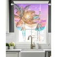 thumbnail image 5 of Coastal Tie Up Curtains for Window, Thermal Insulated Balloon Shade Adjustable Rod Pocket Curtains Valance Panels for Kitchen Bathroom Cafe 42 x 45 Ocean Palm Tree Summer Beach Purple Blue, 5 of 6