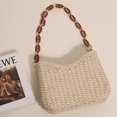thumbnail image 3 of Bolso de mano con cadena para mujer, bolso de mano informal tejido de color sólido de paja para mujer (blanco) Ehuebsd Para Estrenar, 3 of 7