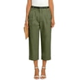 thumbnail image 5 of Wutalume Women's Solid Color Casual Fashion Breathable Loose Cotton Linen Capri Pants Summer Beach Vacation Trousers,Army Green L, 5 of 5