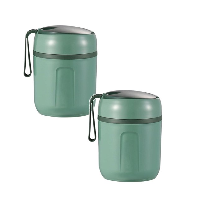 Oleegame 2PC Kids Snack Boxes For School Stainless Insulated Lunch Box With Breakfast Porridge Cup Small Rice Bucket Soup Cup Soup Pot Pot Stew Pot Soup Box Suitable For Children And Adults Green