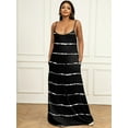 thumbnail image 3 of HVEOO Womens 2025 Casual Sundress Loose Striped Spaghetti Strap Long Summer Beach Maxi Dress with Pockets, L, 3 of 8