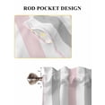 thumbnail image 7 of Pink Grey Stripe Half Window Curtain 36 Inches Long, Modern Farmhouse Vertical Striped Window Treatment Curtain Drapes, Small Tier Curtains for Bathroom Over Sink, 27.5"x36", 2 Panels, 7 of 7