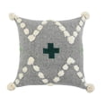 thumbnail image 2 of Laddha Home Designs Hand-Stitched Swiss Cross Cotton Throw Pillow Cover - 20" - Gray and Green, 2 of 8