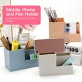 thumbnail image 2 of Blue Multi-Compartment Desktop Organizer with Phone Stand - Premium Plastic Office Desk Accessory for Pens, Markers, Paper Clips & Stationery - Space-Saving School, Home & Dormitory Tidy Solution, 2 of 6