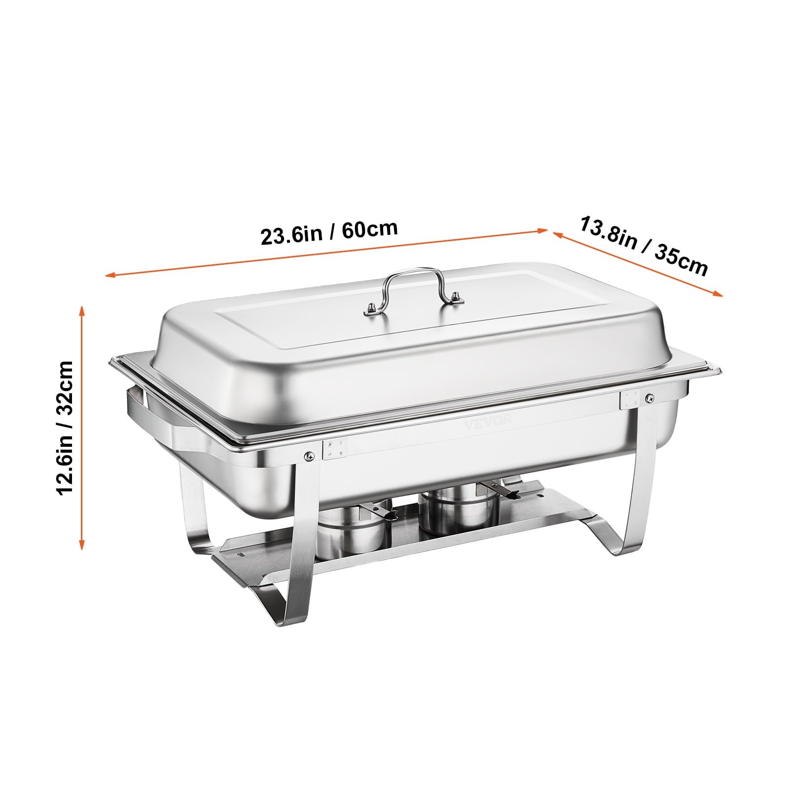 VEVOR 2-Pack Rectangle Chafing Dish Set 2 Full-Size 8Qt Pan 4 Half-Size 4Qt Pans
