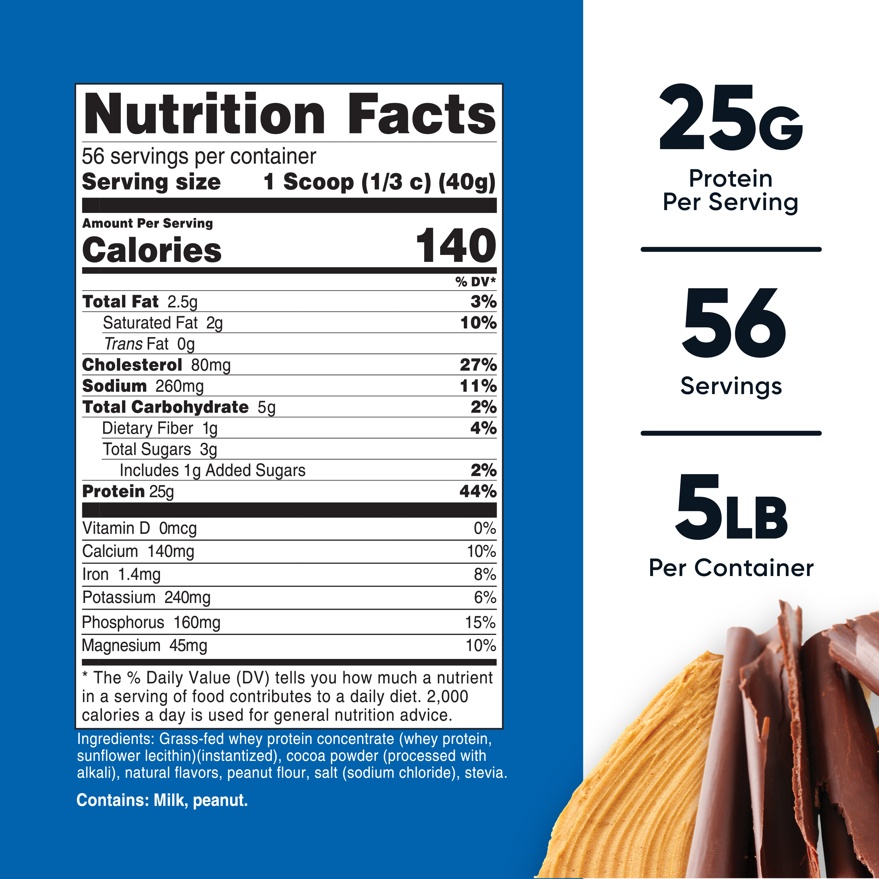 Nutricost Grass-Fed Whey Protein Concentrate (Chocolate Peanut Butter) 5LBS - Post Workout Powder Suppplement