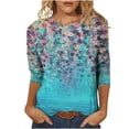 thumbnail image 2 of Hauts Décontractés pour Femmes Mode T-shirt Imprimé de Pâques Ample Mi-Longueur Manches 3/4 Blouse Col Rond Hauts Décontractés pour Sortir Aguichant en Liquidation, 2 of 5