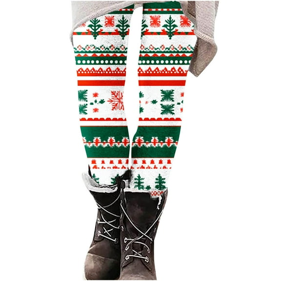 Aloohaidyvio Christmas Leggings for Women Christmas Leggings for Women Cute Printed High Wasit Holiday Tights Slim Fit Stretchy Pants