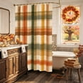 thumbnail image 5 of Orange Green Checked Shower Curtain, Waterproof Shower Curtains for Bathroom, Fall Thanksgiving Buffalo Plaid Washable Fabric Bathtub Curtain Set Bath Decor with 12 Hooks 48"x72", 5 of 8