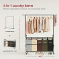 thumbnail image 2 of Laundry Sorter Cart with Hanging Rack, 5 Section Hamper 246L with Wheels and Removable Baskets for Dirty Clothes, 2 of 7