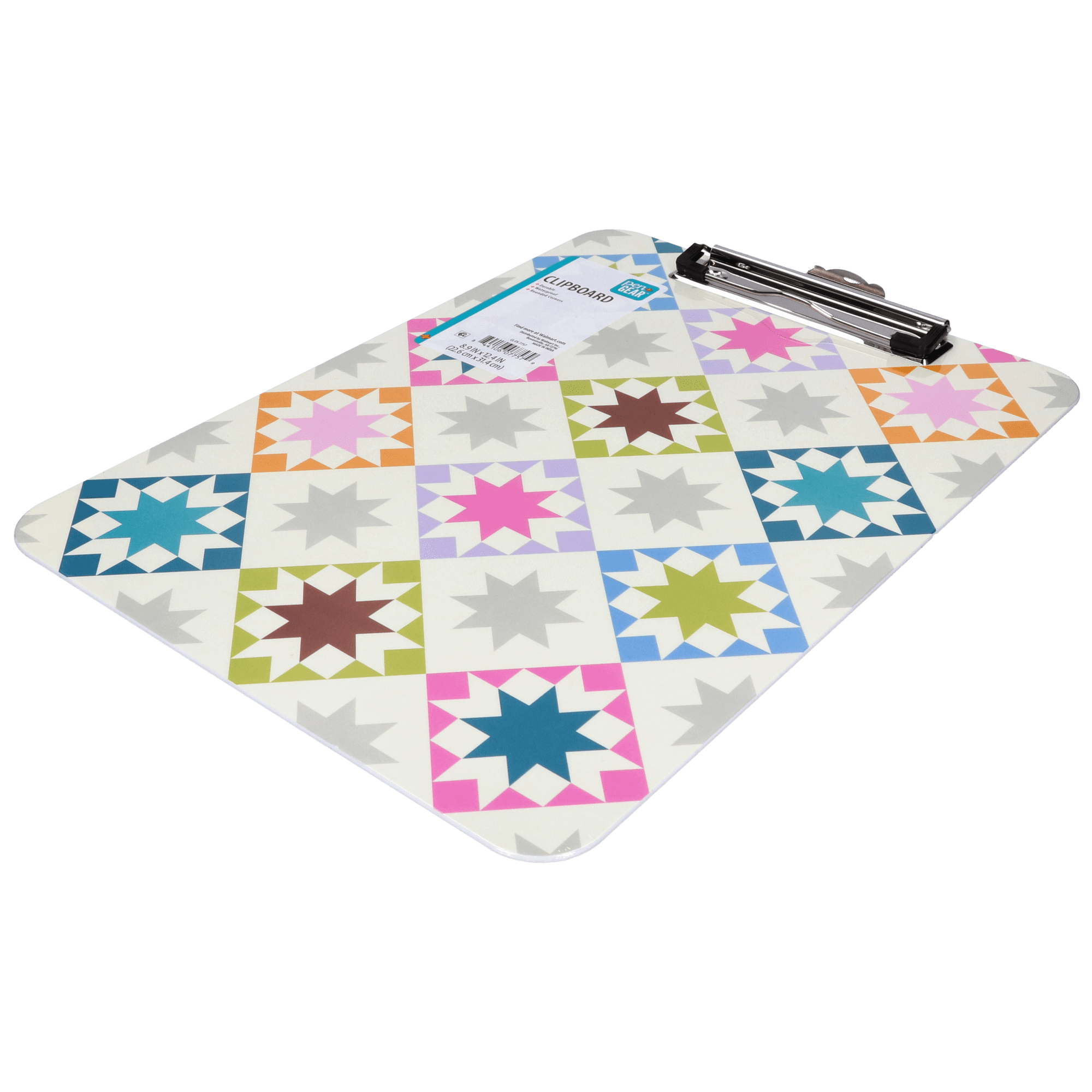 Pen+Gear Fashion Clipboard, Multicolor Geometric Quilt