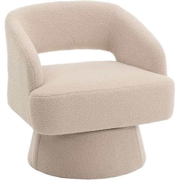 360° Swivel Barrel Accent Chair. Velvet Upholstered Modern Living Room Chair with Sturdy Wood Frame. Ergonomic Deep Seat for Bedroom. Home Office. Reading Nook. Fleece - Camel