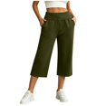 thumbnail image 2 of Endives Capri Pants for Women High Waist Stretchy Pull On Loose Walking Pants With Side Pockets Lightweight Straight Leg Crop Pants, 2 of 6