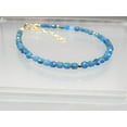 thumbnail image 3 of Apatite 5mm Coin Shape Faceted Cut Beads 7 inch Gold Plated Clasp Bracelet for men, women, unisex. Link Chain Stacking Bracelet.|LINK_00524, 3 of 7