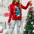 thumbnail image 5 of IROINNID Reduced Womens Sweater Round Neckline Pullover Sweater Print Comfy Mid-Length Long Sleeve Christmas Sweater Top, 5 of 8
