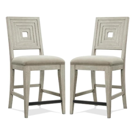 Home Square 24" Contemporary Wood Back Counter Stool in Dovetail - Set of 2