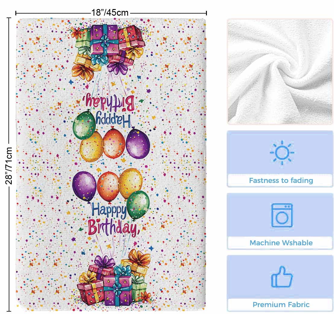 Happy Birthday Kitchen Towels Set of 2, Colorful Balloon Gifts Patterns Soft Microfiber Dish Towels, Absorbent Quick-Dry Washable Dishcloths for Kitchen Cleaning, Drying Dishes, 18x28 Inches