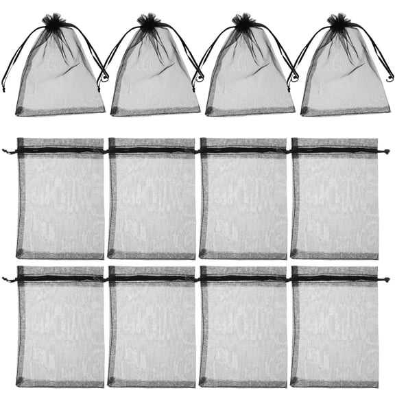 MLINS 50 Pcs Small Bag Jewelry Bags Mesh Bag Bride 18.00X13.00X0.20CM Black