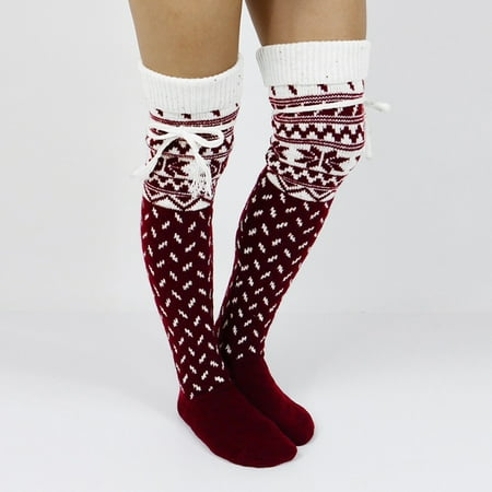 

RPVATI Women Winter Warm Knitted Thigh High Socks Soft Leg Warmers Stockings